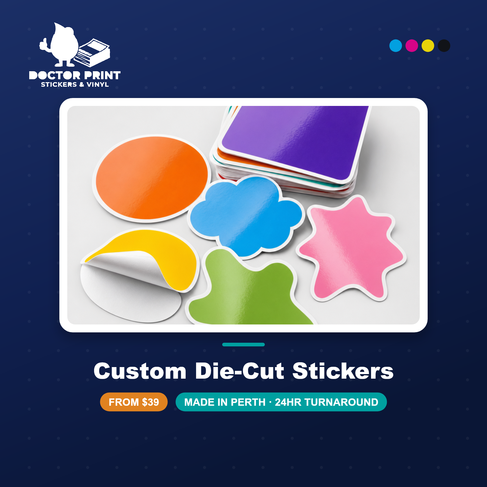 Custom Die-Cut Stickers — Professor Print brand hero