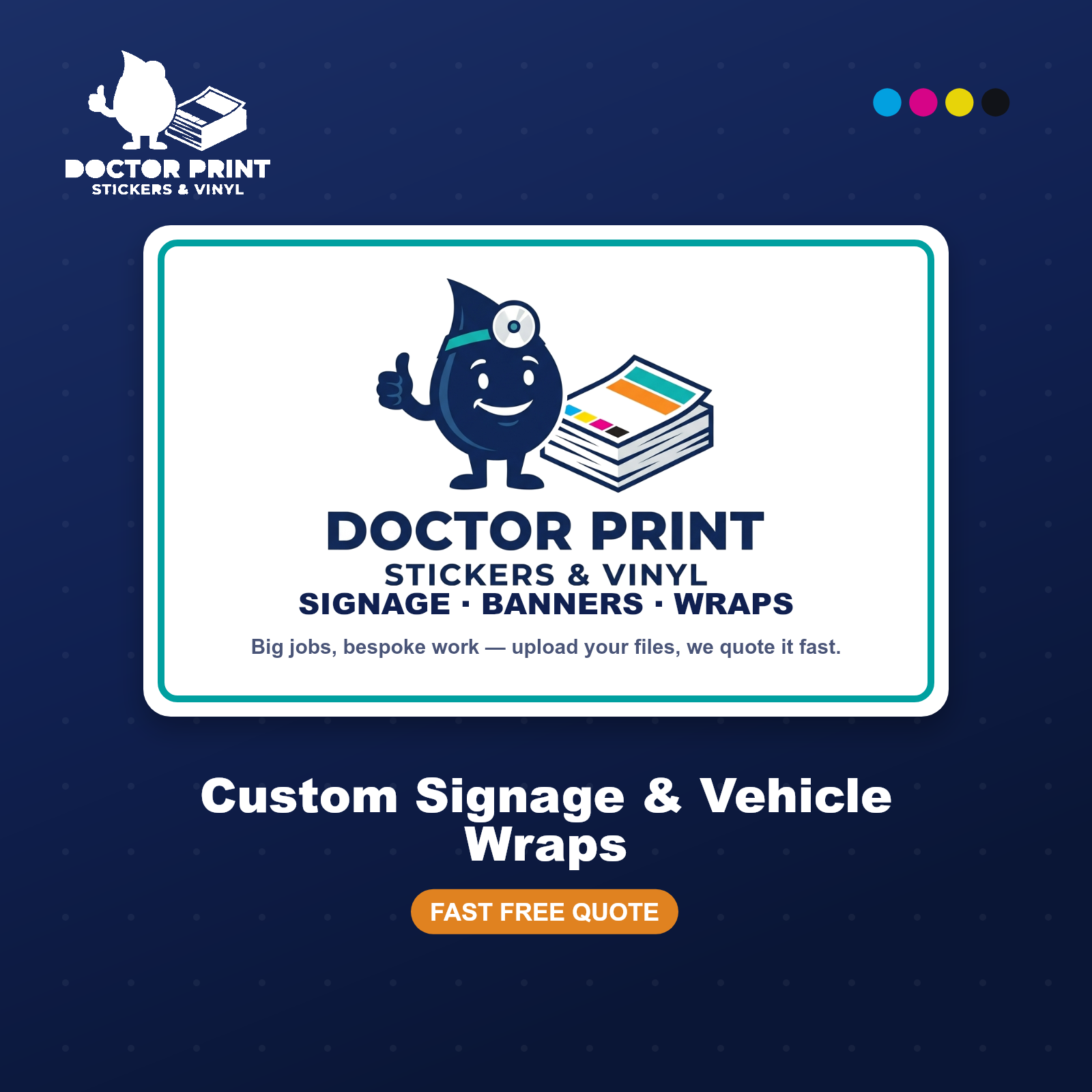 Custom Signage & Vehicle Wraps — Request a Quote — Professor Print brand hero