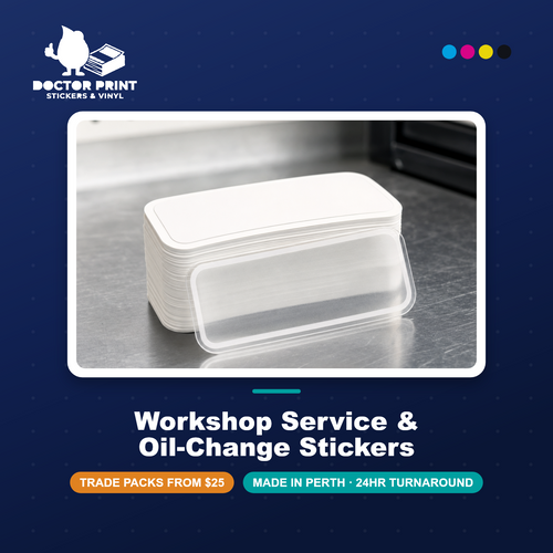 Workshop Service & Oil-Change Stickers — Professor Print brand hero