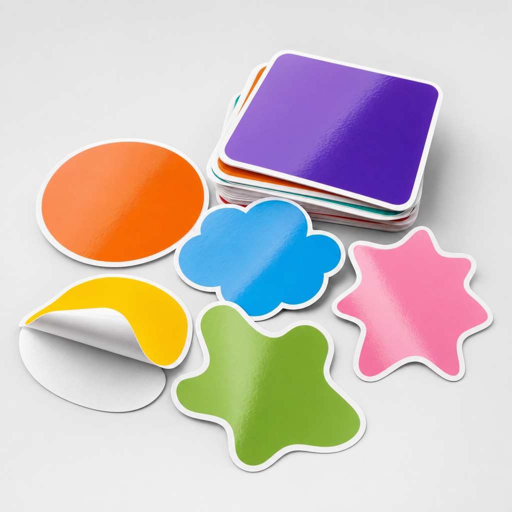 Custom die-cut vinyl stickers in assorted shapes — Professor Print Perth