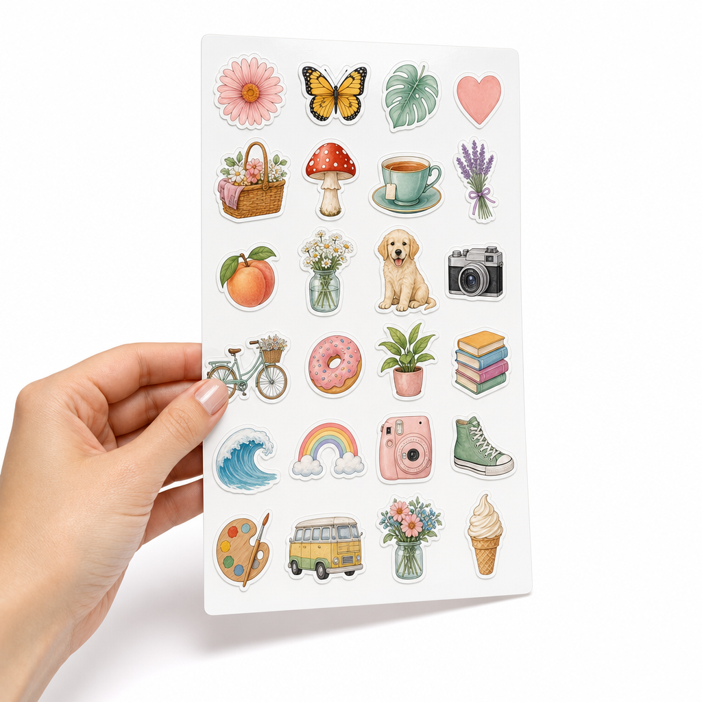 Custom kiss-cut sticker sheet with multiple stickers — Professor Print Perth
