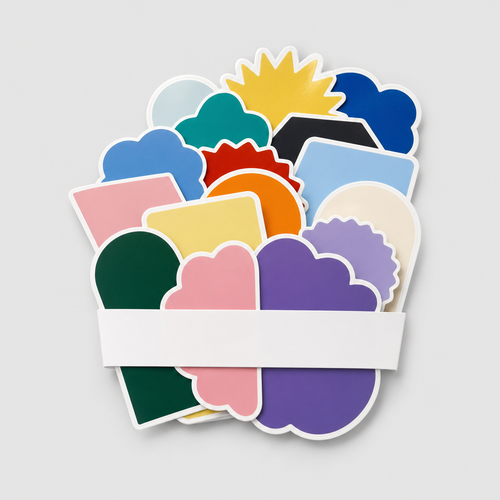 Branded vinyl sticker pack, assorted colours — Professor Print Perth